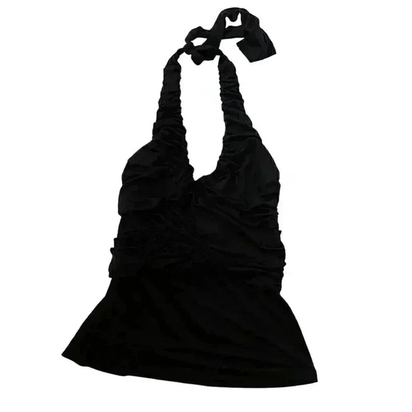 House of Deréon - Vintage Beyonce Black Silk Halter Top - NWT - Size L - Picture 1 of 7